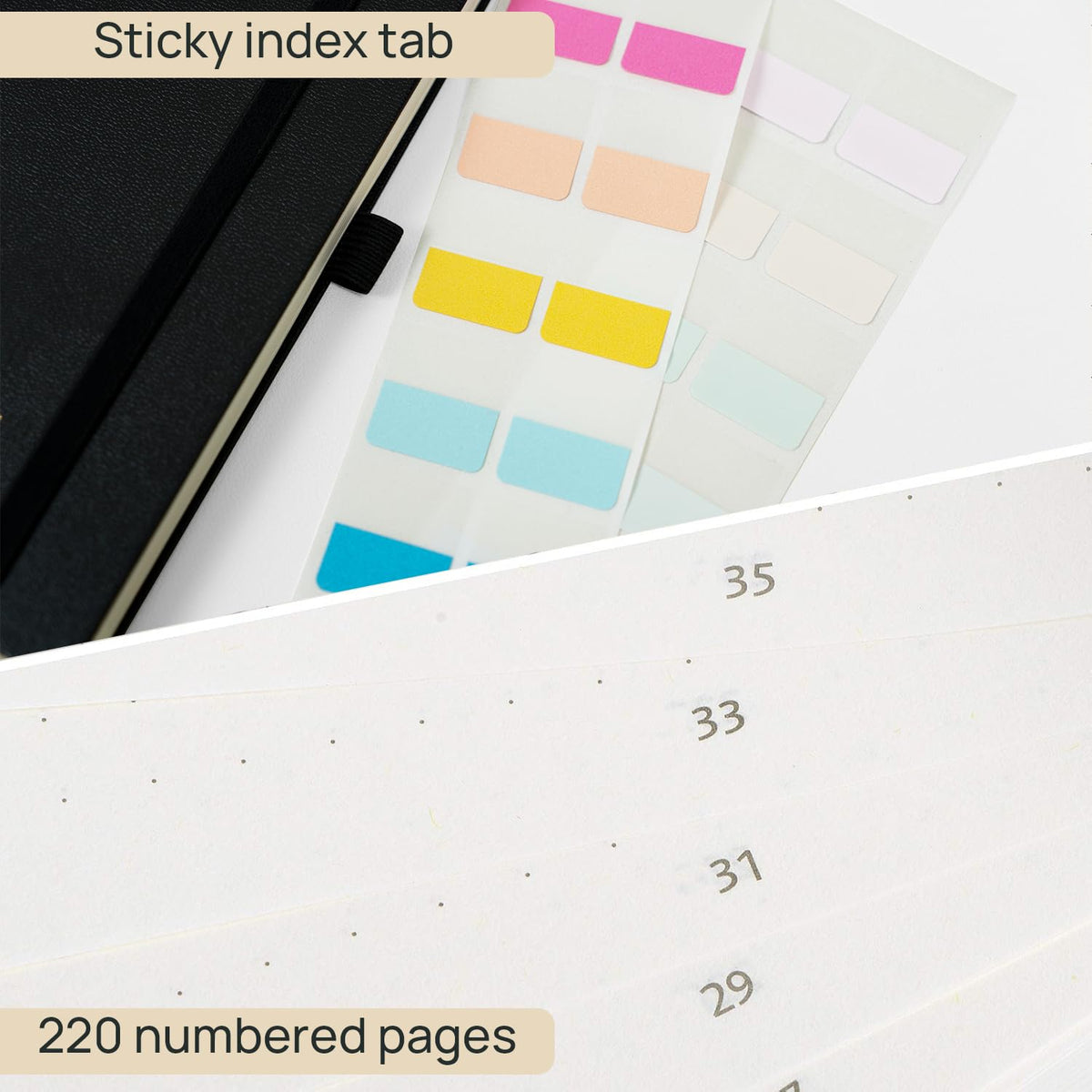 POPRUN Spiral Bullet Dotted Journal Notebook, 7-1/4" x 9-1/2" - 120 GSM Thick Paper, 220 Numbered Pages, Hardcover for Men & Women with Pocket, Index Tabs, 8 Perforated Sheets, Black