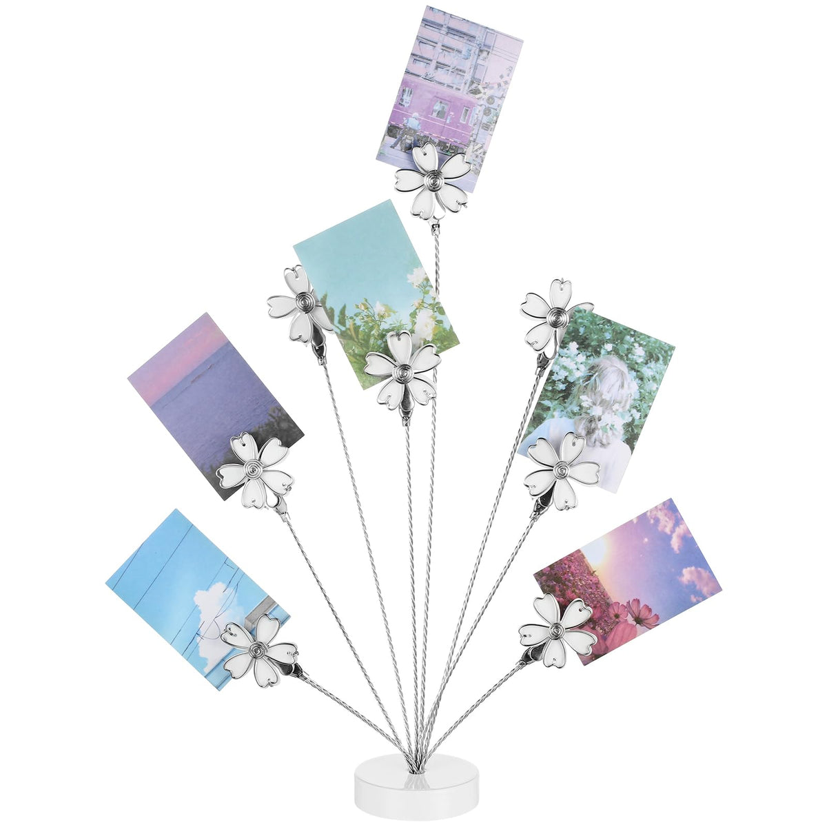 Tandefio Gift Card Tree Holder Clip, 8 Branch Multiple Money Family Photo Tree Christmas Card Holder with Clips Picture Frame Stand for Memo Note Wedding Photo Display Office Desk Decor(White)