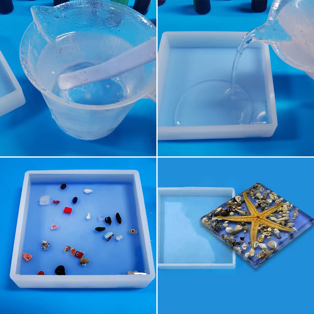11 Pcs Resin Molds, FineGood Square Silicone Molds for Epoxy Resin Ball Epoxy Resin Molds DIY Cube Box Resin Casting Molds for Jewelry Soap Dried Flower Specimen