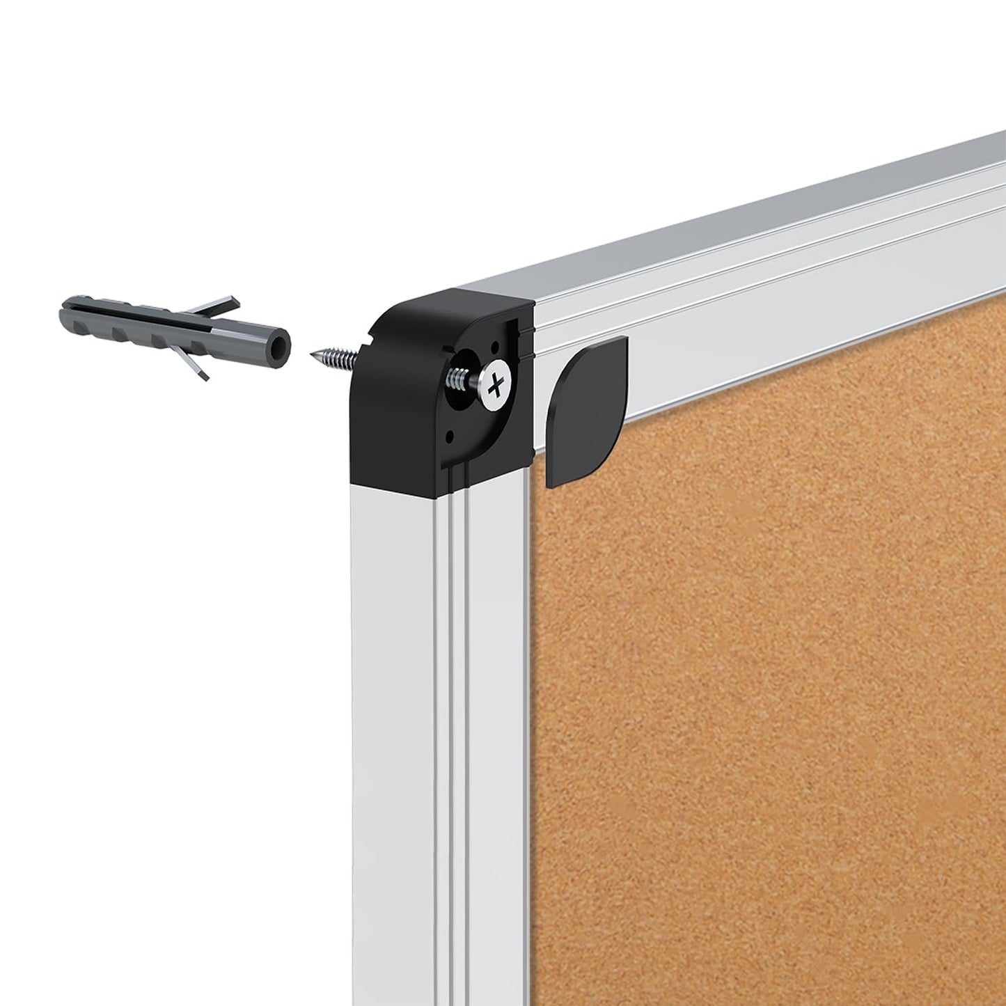 VIZ-PRO Cork Bulletin Board/Foldable Noticeboard, 48 X 36 Inches, Silver Aluminium Frame