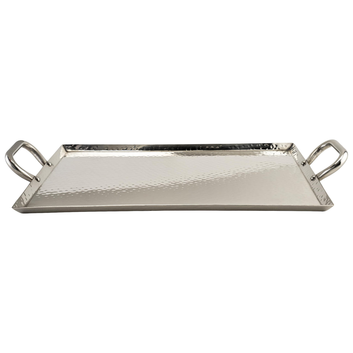 G.E.T. SSTPD-1612-MP Heavy-Duty Metal Serving/Ottoman Tray with Handles, 16" x 12", Mirror Polished Steel