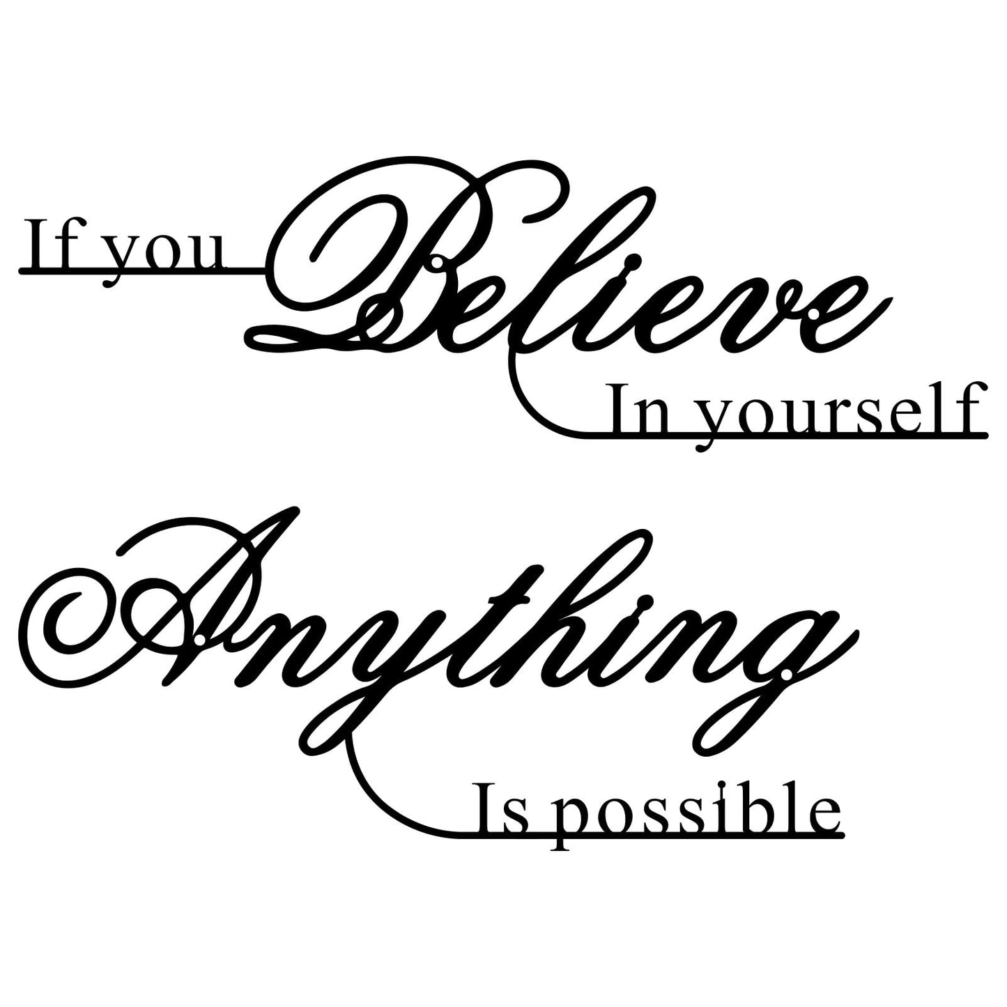Resama If You Believe in Yourself,Anything is Possible Wall Art Decor 2 Pcs Metal Inspiration Encouragement Wall Art Sayings Black Inspirational Quotes Hanging Decoration