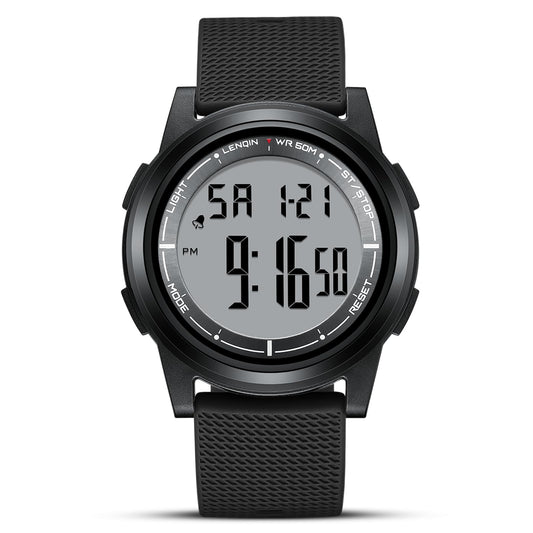 HANPOSH Mens Digital Watch Ultra Thin Minimalist Sports Waterproof Outdoor LED Screen Large Face Wrist Watches for Men with Back Light Alarm Date Stopwatch