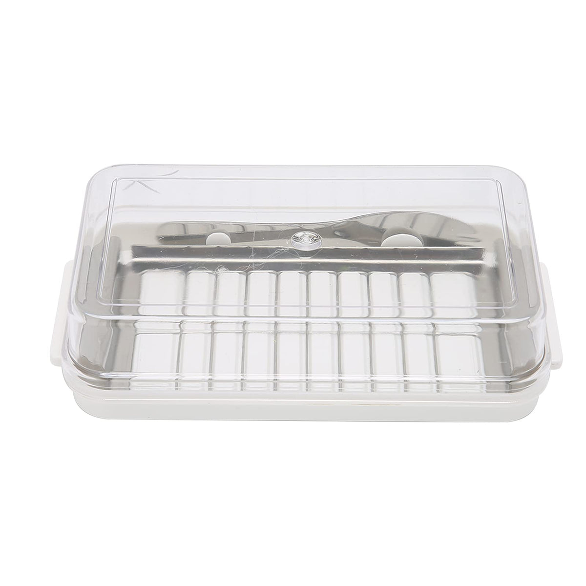 Butter Slicer Cutter, Stainless Steel Butter Cutter Container Butter Storage Box Small Butter Container with Transparent Cover Kitchen Tool for Easy Cutting (Butter grid hole