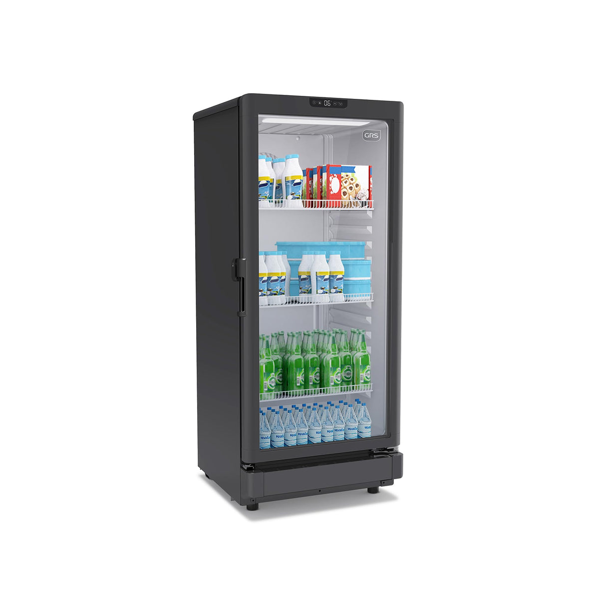 GRS Commercial Display Refrigerator with Glass Door Lock | Cool Air Flow & Temperature | Beverage Cooler, Drink and Wine Fridge with Adjustable Display Shelf for Stores and Bars | Black, 6.0 Cu. Ft