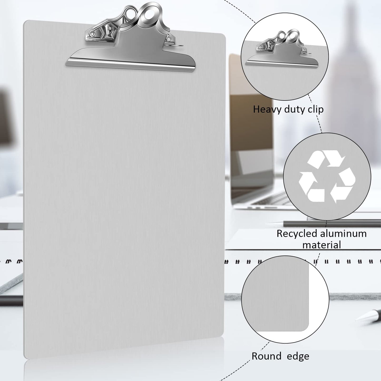 Mimorou 12 Pcs Metal Clipboard Heavy Duty Aluminum Clipboards 12 x 9 Inch Metal Clip Board with Low Profile Clip A4 Letter Size Document Holder for Office School Medical Jobsite Laboratory