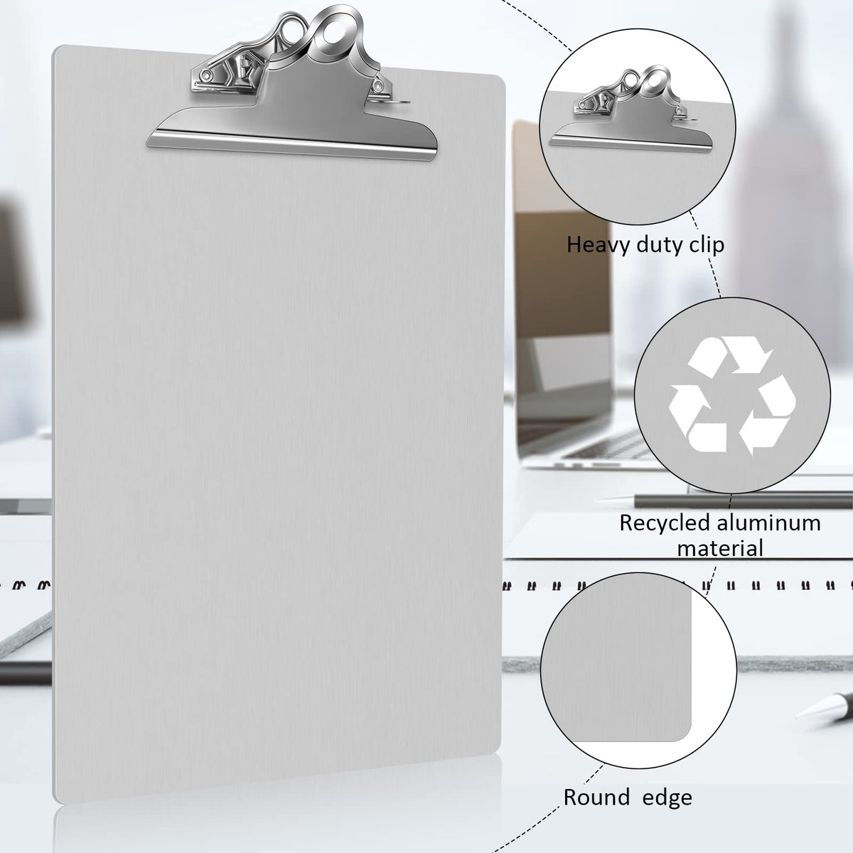 Mimorou 8 Pcs Metal Clipboard Heavy Duty Aluminum Clipboards 12 x 9 Inch Metal Clip Board with Low Profile Clip A4 Letter Size Document Holder for Office School Medical Jobsite Laboratory