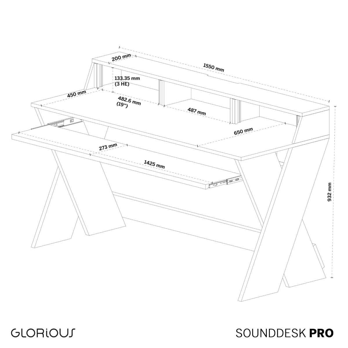 Glorious Sound Desk Pro Professional Studio Workstation in Black