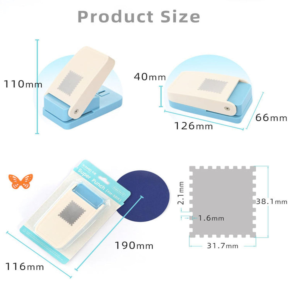 BBLING 1.5x1.25 inch Stamp Puncher Lever Type Paper Punching Machine, Used for Making Scrapbook DIY Card Making Crafts (Cannot Cut Fabric)
