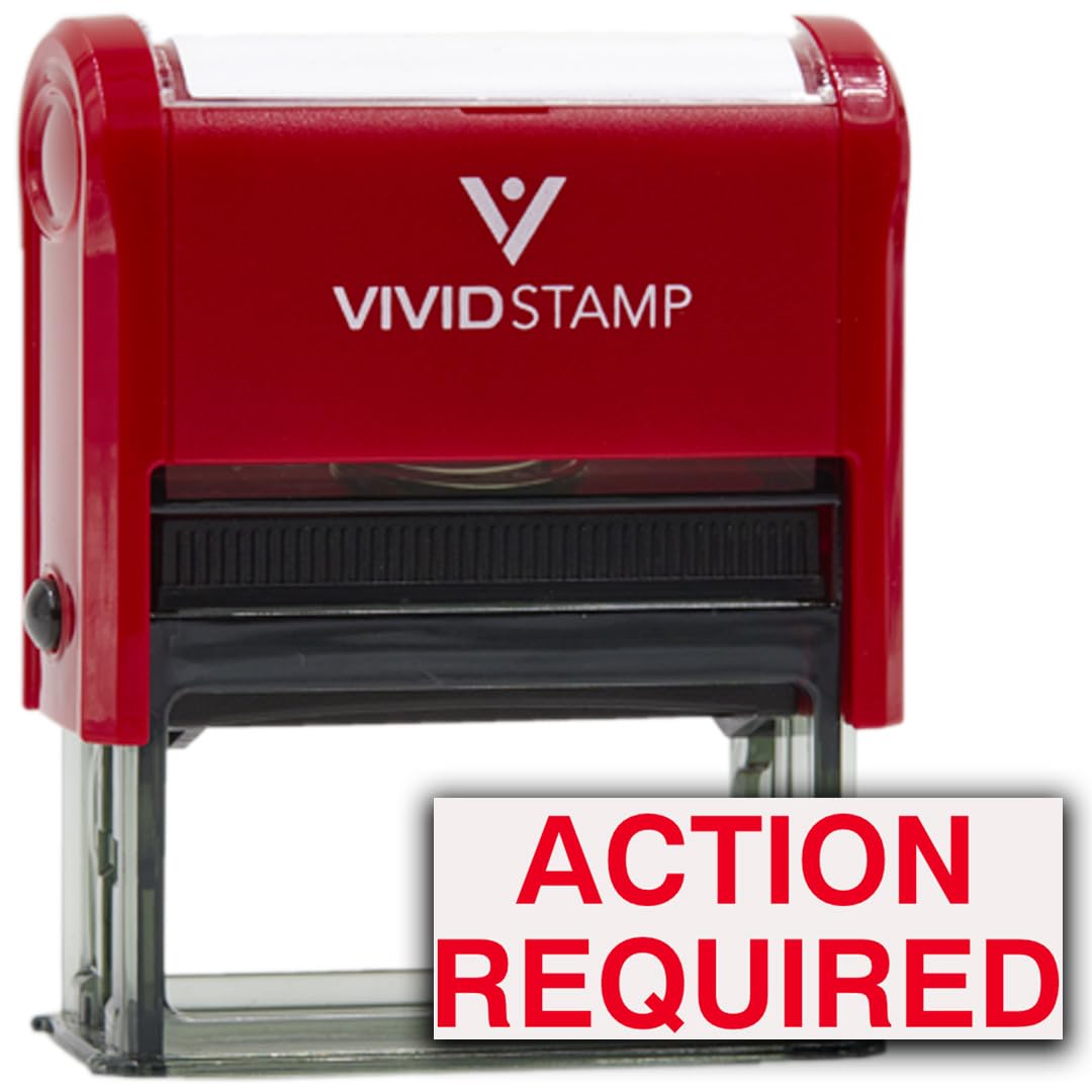 Action Required Office Self Inking Rubber Stamp (Red Ink) - Large