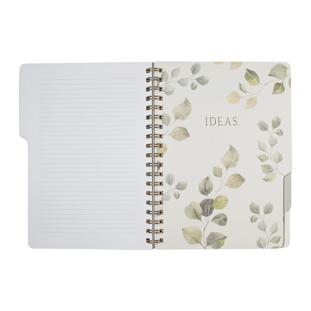 Fringe Studio Large Tab Notebook, "Modern Eucalyptus", Flexible Paperback Cover, 5 Subject/Die-Cut Dividers, 7.25" X 10", 180 Lined Pages, Multicolor (343PA001FSC)