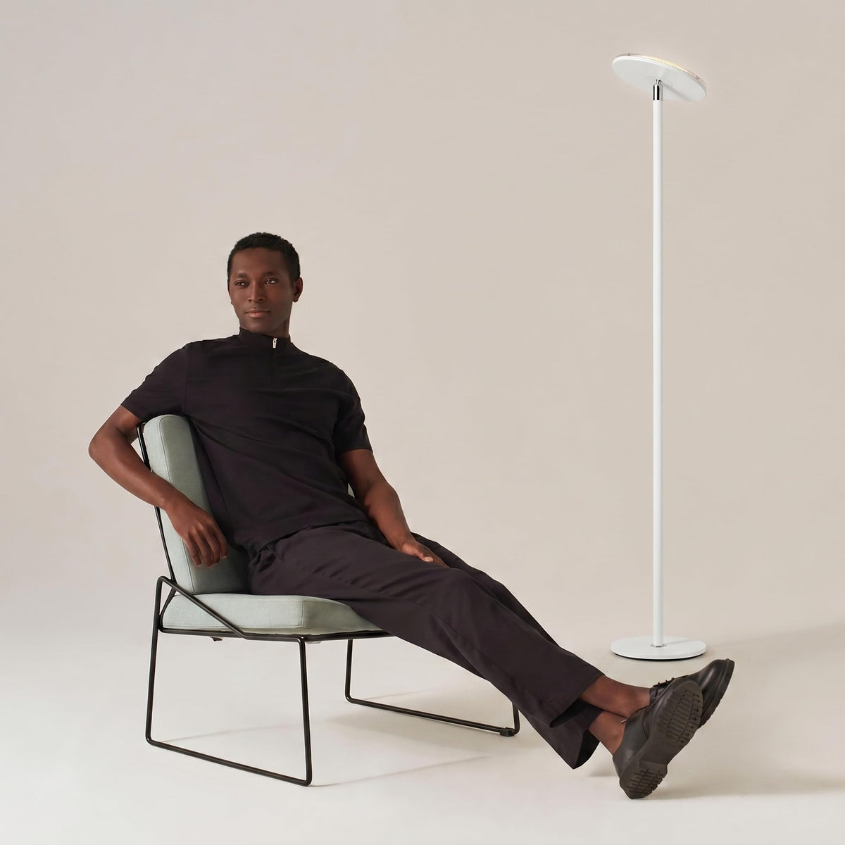 Brightech Sky LED Floor lamp, Torchiere Super Bright Floor Lamp for Living Room Decor & Office - Dimmable, Tall Standing Lamp with Warm Light for Bedroom & Reading - White