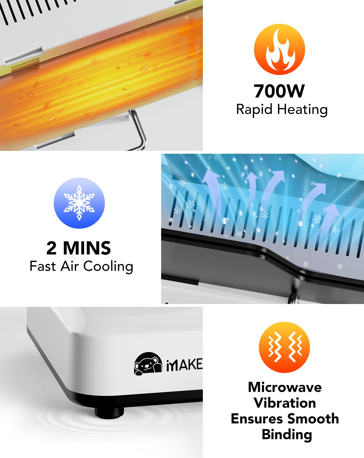 MAKEASY Thermal Binding Machine 500 Sheets Capacity with 10PCS Binding Covers, Digital Touch Panel, Air Cooling, Electric Thermal Binder for A4//A5/Letter Size Documents