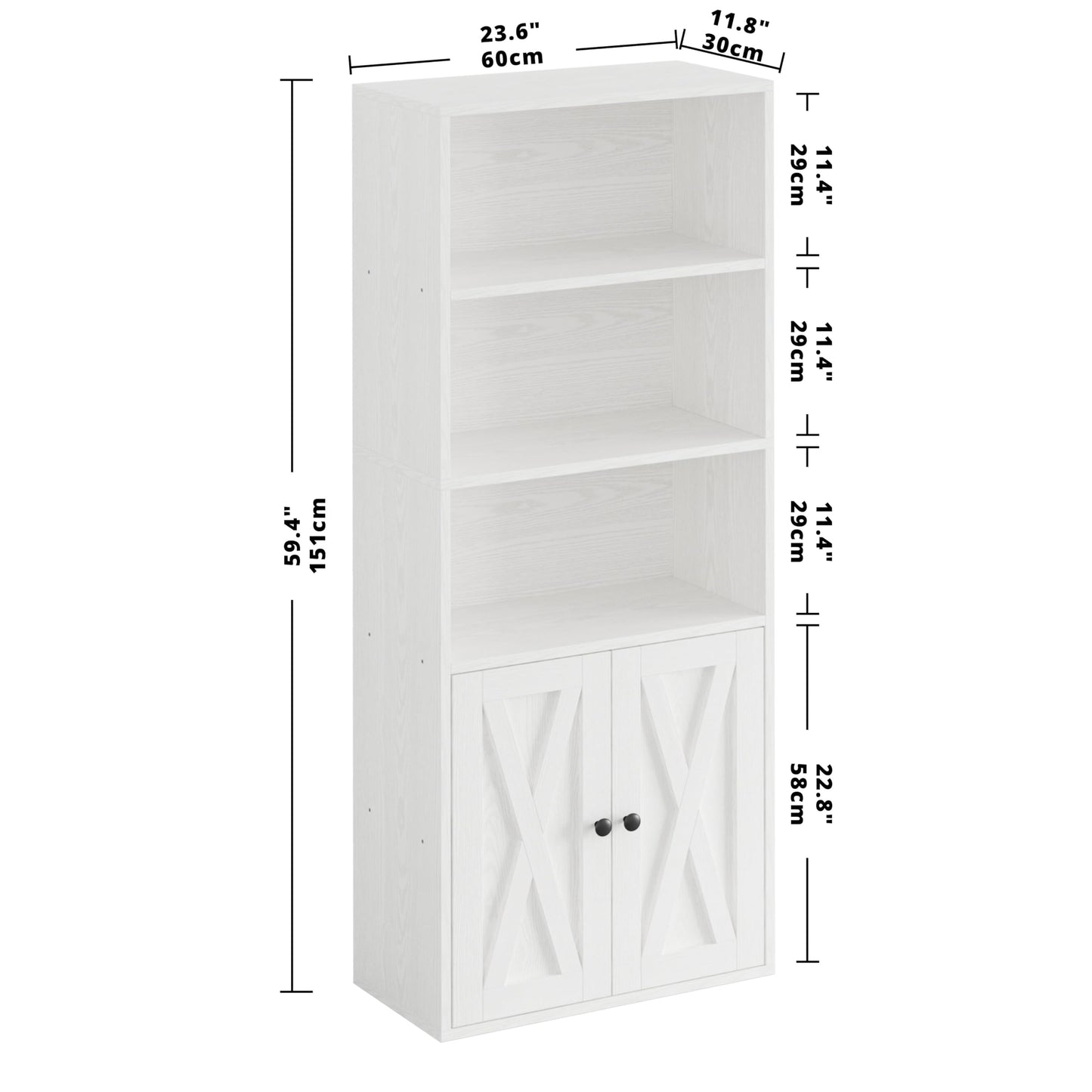 IRONCK Industrial Bookshelves and Bookcases with Doors 11.8 in Depth Floor Standing 5 Shelf Display Storage Shelves Tall Bookcase for Home, Office, Living Room