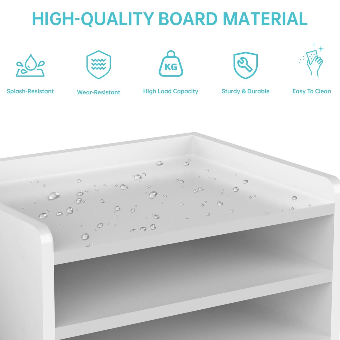 NiOffice Multi-Tier Wood Desk File Organizer with Side File Rack, 3 Tray Shelves & Adjustable Drawer - Space-Efficient Design Easy to Assemble for Efficient Office Setup, Reduces Desk Clutter (White)