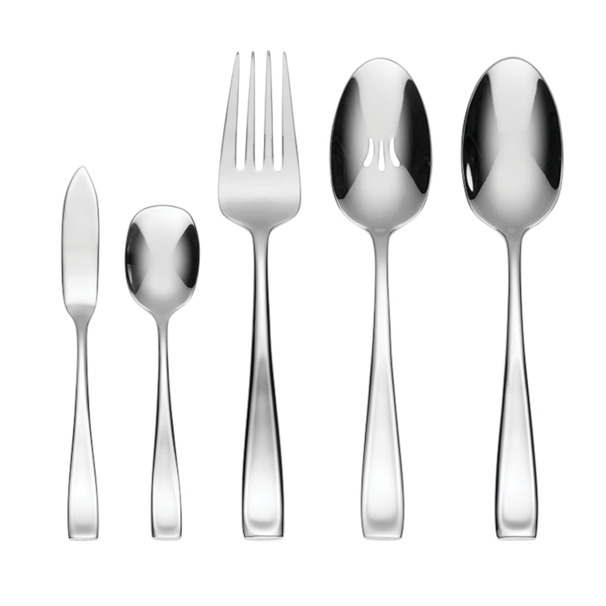 Oneida Silverware Set For 12, Moda 65-Piece Fine Flatware Set with Serving Utensils, Service For 12, 18/10 Stainless Steel, Dishwasher Safe For home, Knives Spoons and Forks Set (Silver, 65 pieces)