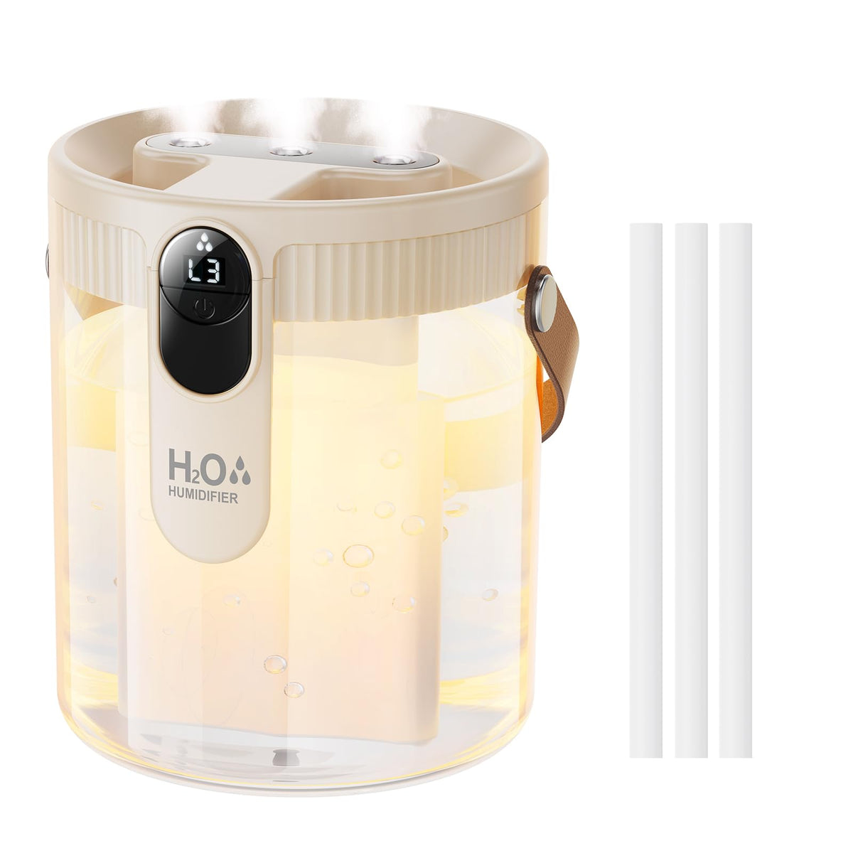 DIGIX Small Portable Humidifiers for Bedroom, 1.4L Top Fill Cool Mist Humidifier for Home Office Travel, 3 Mist Modes, Auto Shut Off, Night Light, Easy to Clean Quiet Humidifier for Baby Plant (Beige)
