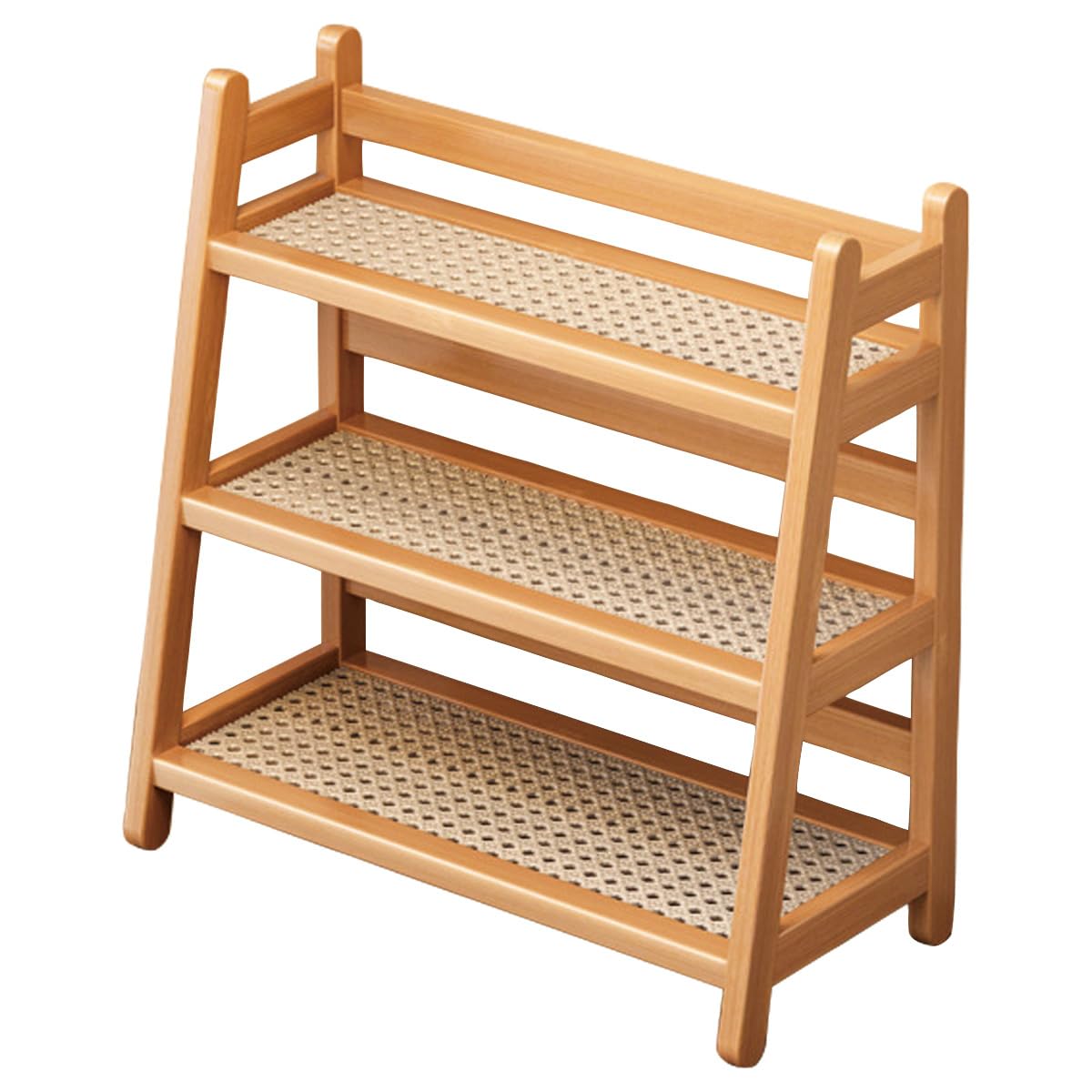 Heoclao Three Tier Wooden Storage Shelf, Bamboo Ladder Shelf, Desk Tabletop Rack, Seasoning Storage Rack for Home, Office, Kitchen