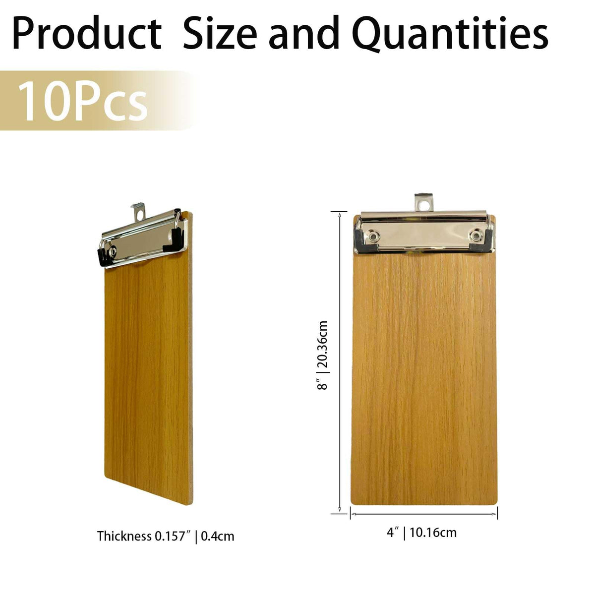 HXymxkeqi 10Pcs High - Density Wood Board Check Presenter, Mini Clipboard & Menu Holder for Restaurants, Cafe, Office, 8x4inch with Hook (10, High - Density Wood Board, 8"x4")