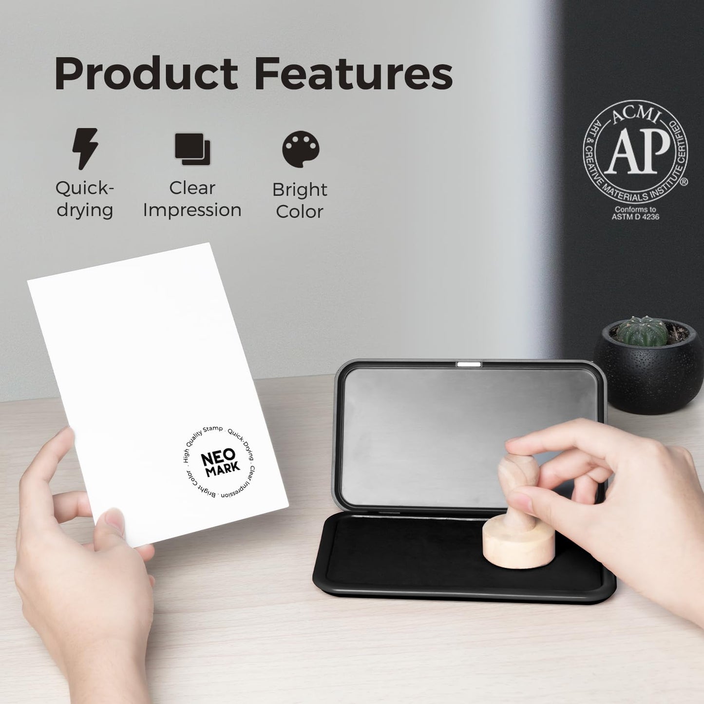 NEO MARK Large Stamp Pad - 3.50"x 6.25", Magnetic Lid, Premium Quality Felt Stamp Pad (Black)