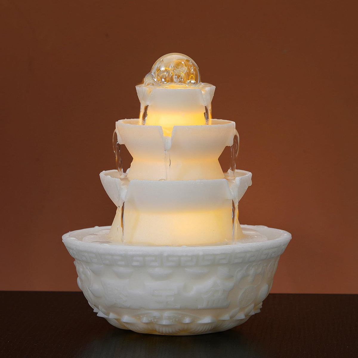 Tabletop Water Fountain - Desktop Waterfall Fountain Indoor Tabletop Humidifiers Home Decoration for Office, Living Room, or Bedroom