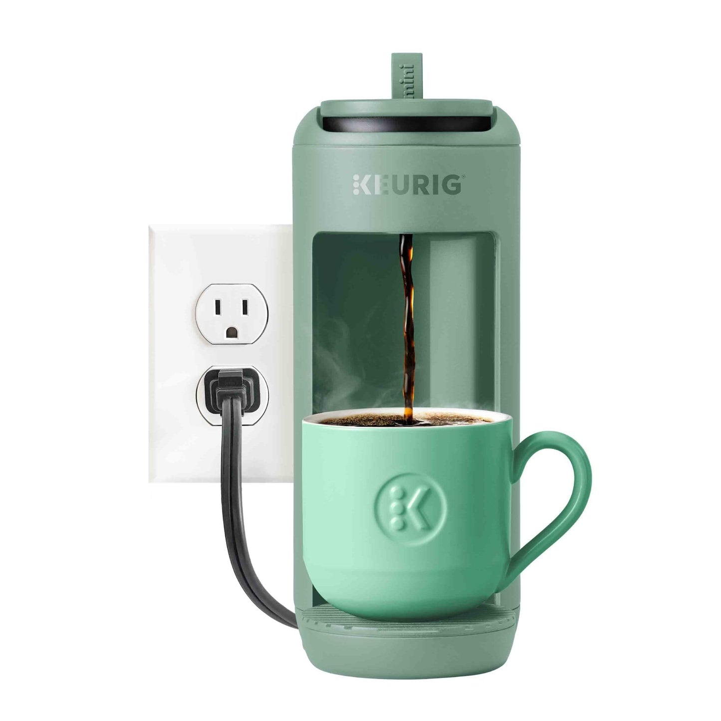 Keurig K-Mini Mate Single Serve K-Cup Pod Coffee Maker, Brews Up to 12 oz Cup, Compact Portable Coffee Machine for Small Spaces, Great for Dorms & Offices, Glamping Green