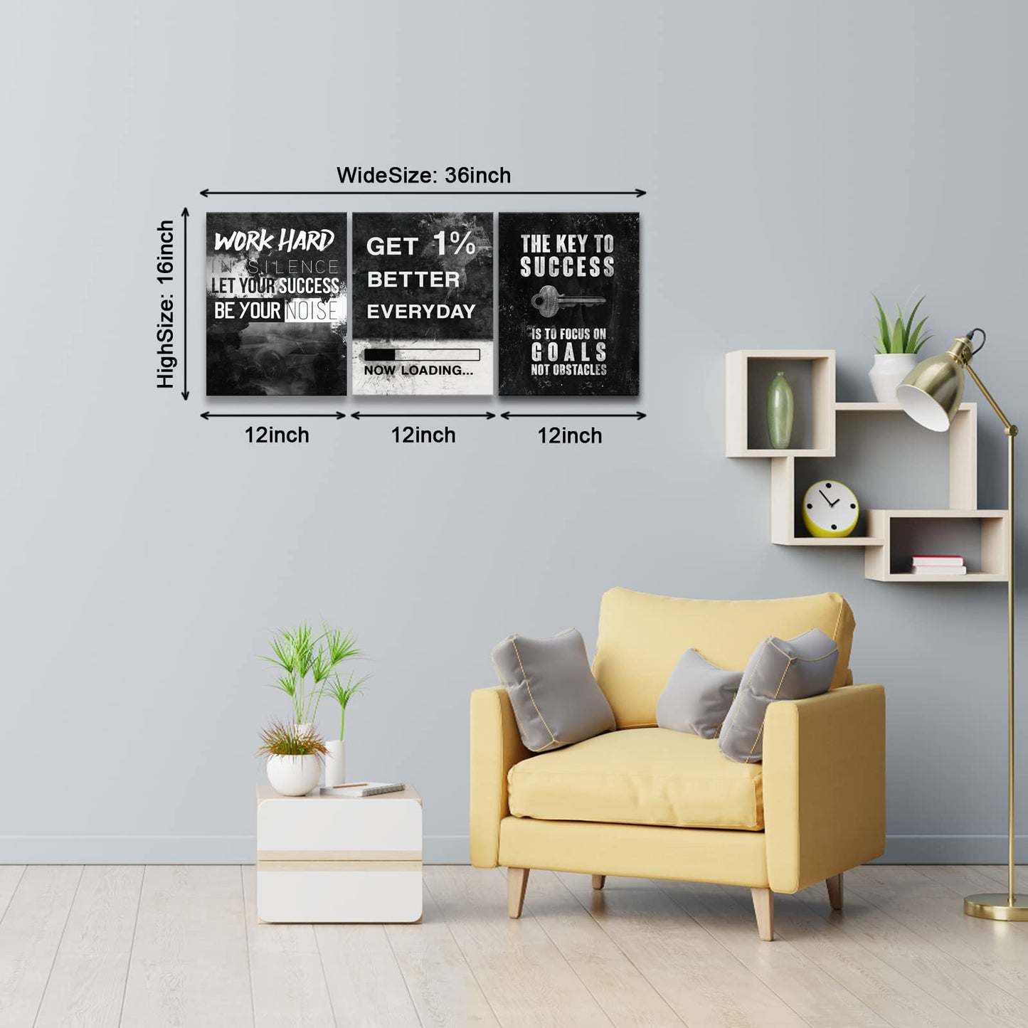 Motivational Wall Decor Success Goal Inspirational Canvas Wall Art for Office Quotes Pictures Motivational Posters Framed Canvas Wall Art Prints Artwork Office Bedroom Gym