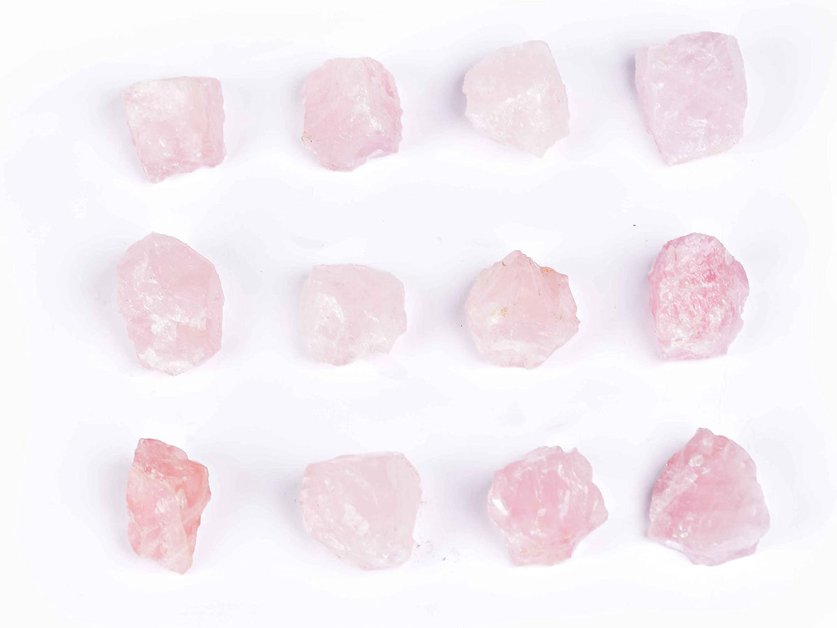JIC Gem 12-16Pcs 0.7 Lbs Irregular Shape Rose Quartz Crystals and Healing Stones Pink Gemstone Raw Crystal Bulk Unpolished Madagascar Rock Rough Stones