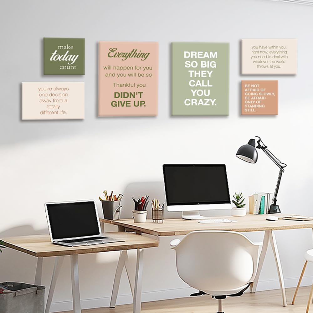 YEOION Inspirational Office Wall Art Motivational Quotes Canvas Wall Decor for Workplace Homeoffice,Office Canvas Wall Decor Set of 6
