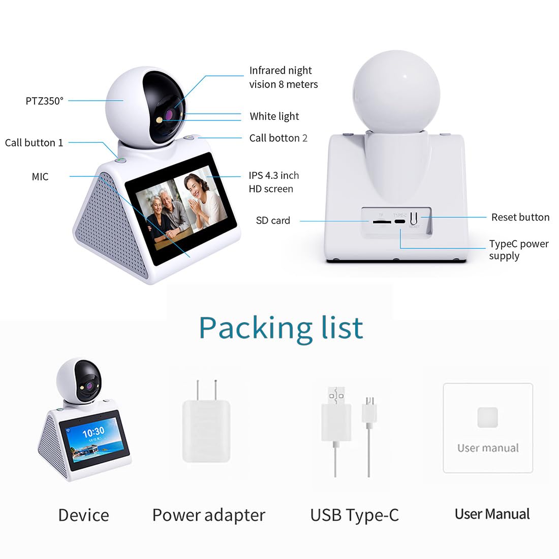 CIAJIE Two Way Video Camera,Dual-band 5G/2.4G Indoor Home Security Cameras,Baby Motion Pet Dog Camera with Phone App,Motion for Elderly/Nanny/Pet/Dog/Baby,Audio Calling Device Pan Til,Motion Detection