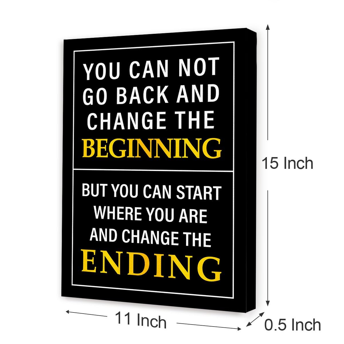 OTINGQD Inspirational Quotes Wall Decor,Positive Office Decor Wall Art,You Can't Go Back and Change the Beginning Motivational Canvas Wall Art for Home Classroom Bedroom