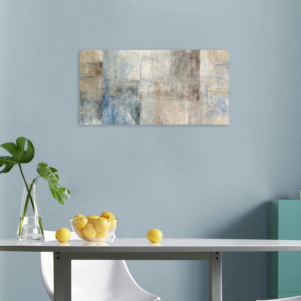 yearainn Large Abstract Canvas Wall Art for Living Room Wall Decor Brown Abstract Canvas Prints Artwork Blue Abstract Canvas Pictures for Bedroom Home Office Wall Decorations Ready to Hang 20" X 40"