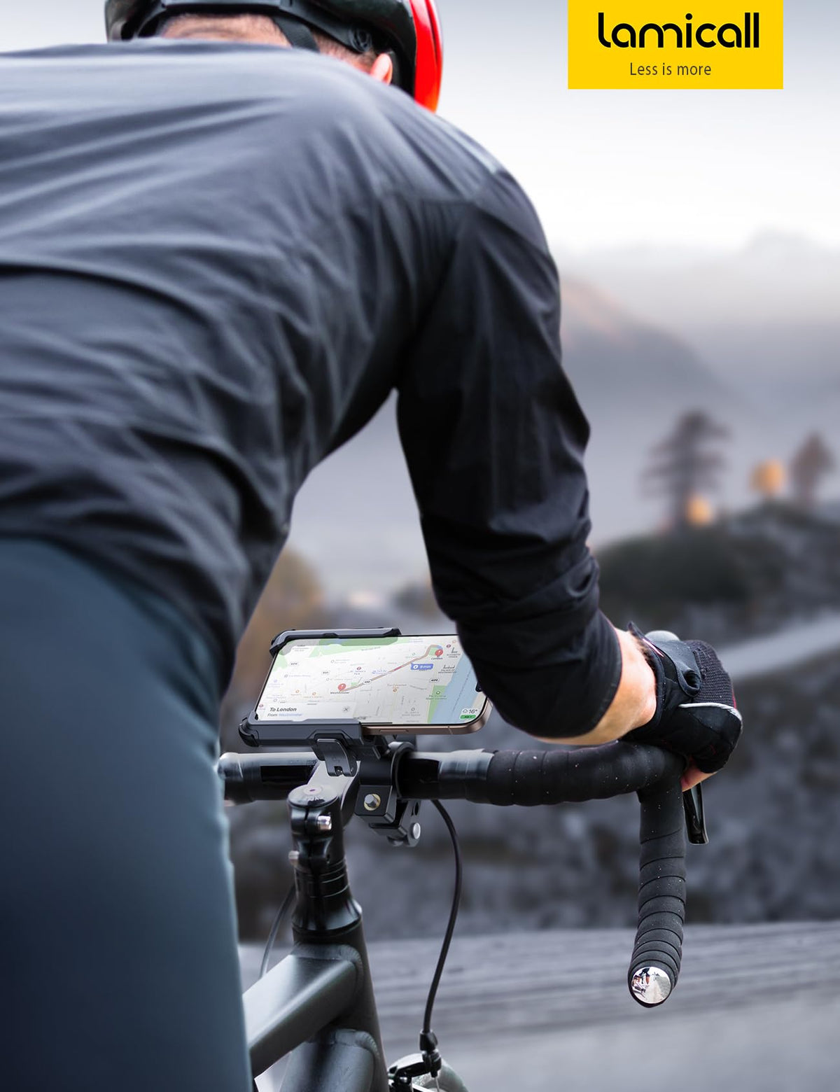 Lamicall Motorcycle Bike Phone Mount - [No Block Camera] [1s Lock] Bike Cell Phone Holder Clamp, Bicycle Scooter Handlebar Clip, Gifts for iPhone 17 16 15 14 Pro Max, Galaxy S25 Ultra, 4.7-7" Phones