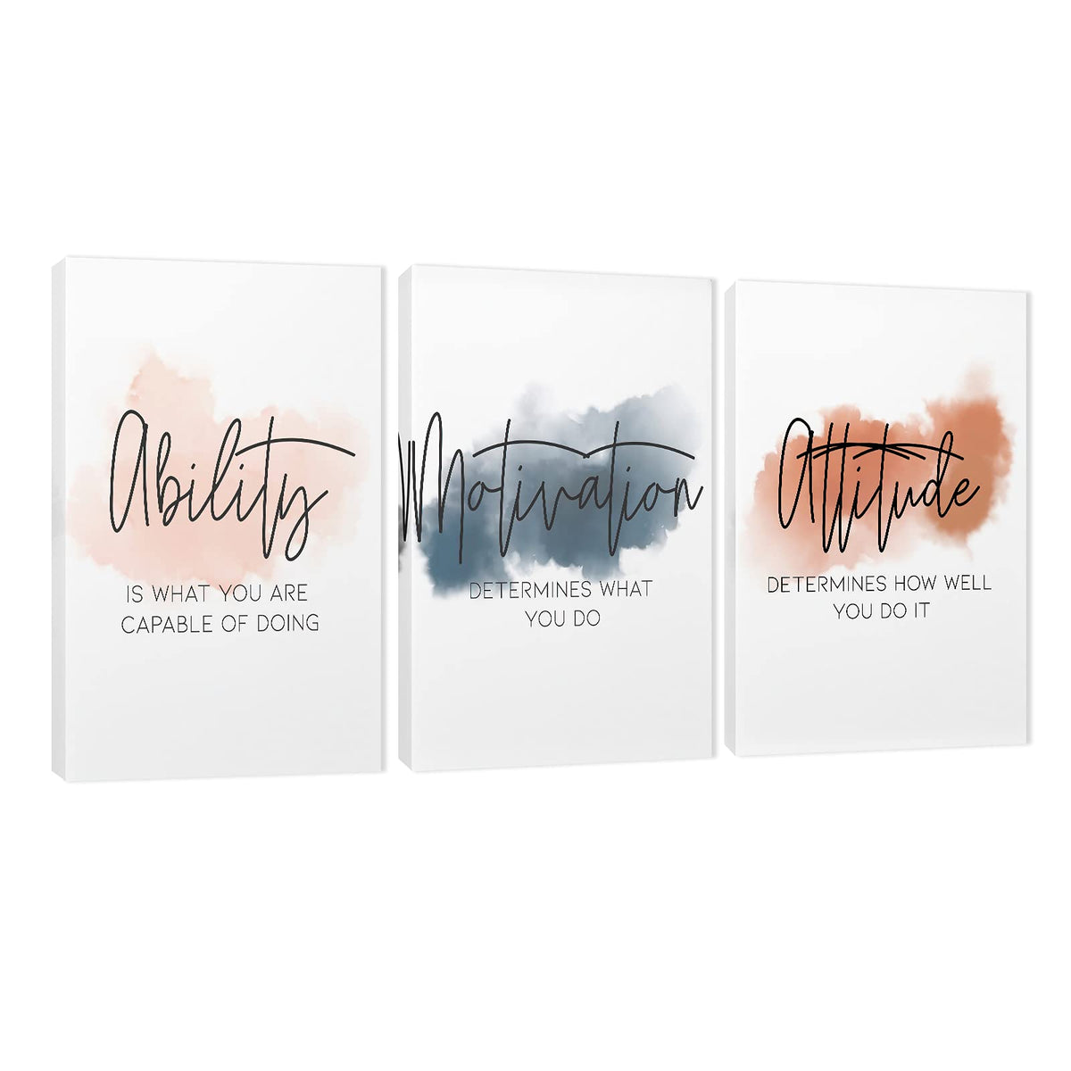 3 Piece Inspirational Canvas Wall Art, Quotes Motivational Mindset Print Pictures for Office Wall Decor, Triptych Entrepreneur Poster Framed Artwork for Women Men Home Decor Ready to Hang (36"Wx18" H)