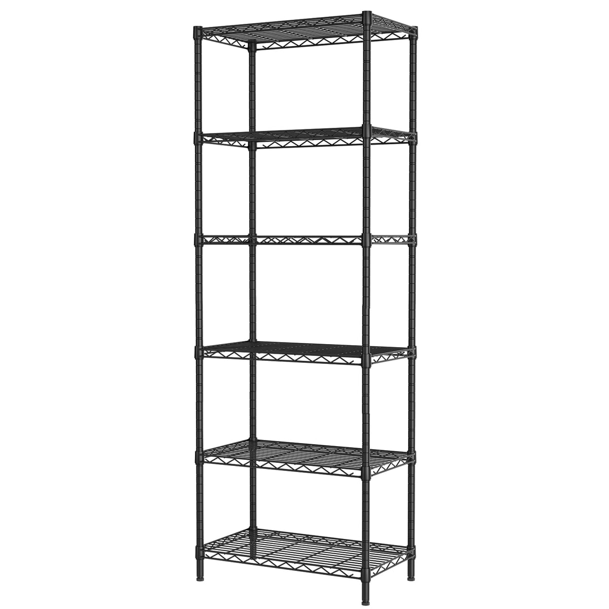 SINGAYE 6 Tier Adjustable Storage Shelf Wire Shelving Unit Metal Shelves Standing Closet Bathroom Organizers Pantry Kitchen Garage Laundry Room Organization Home Rack 12" D X 22" W X 69.5" H Black