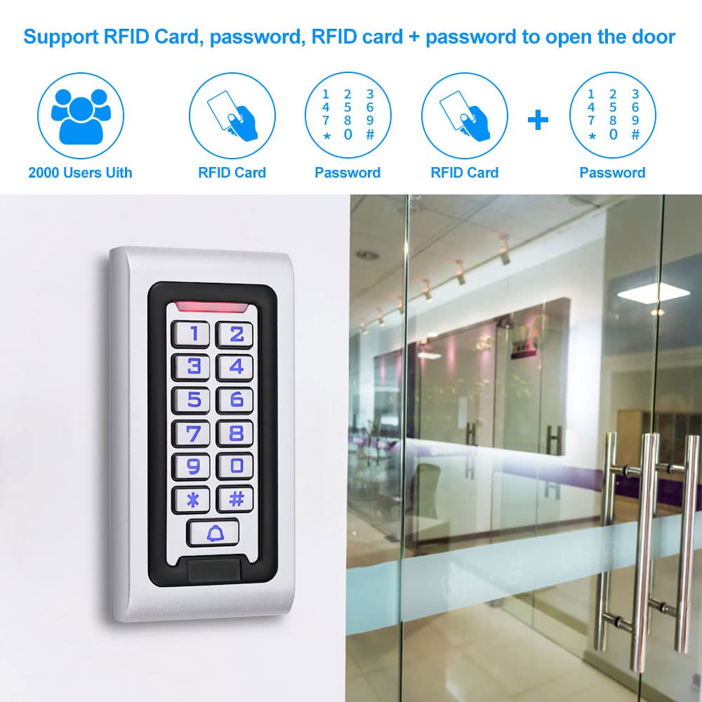 XYBkey Keyboard Door Opener Access Control Waterproof RFID Keychain Smart Door Opener Backlit Keyboard Access Control Keyboard Suitable for Office Villa Apartment Home Doo r