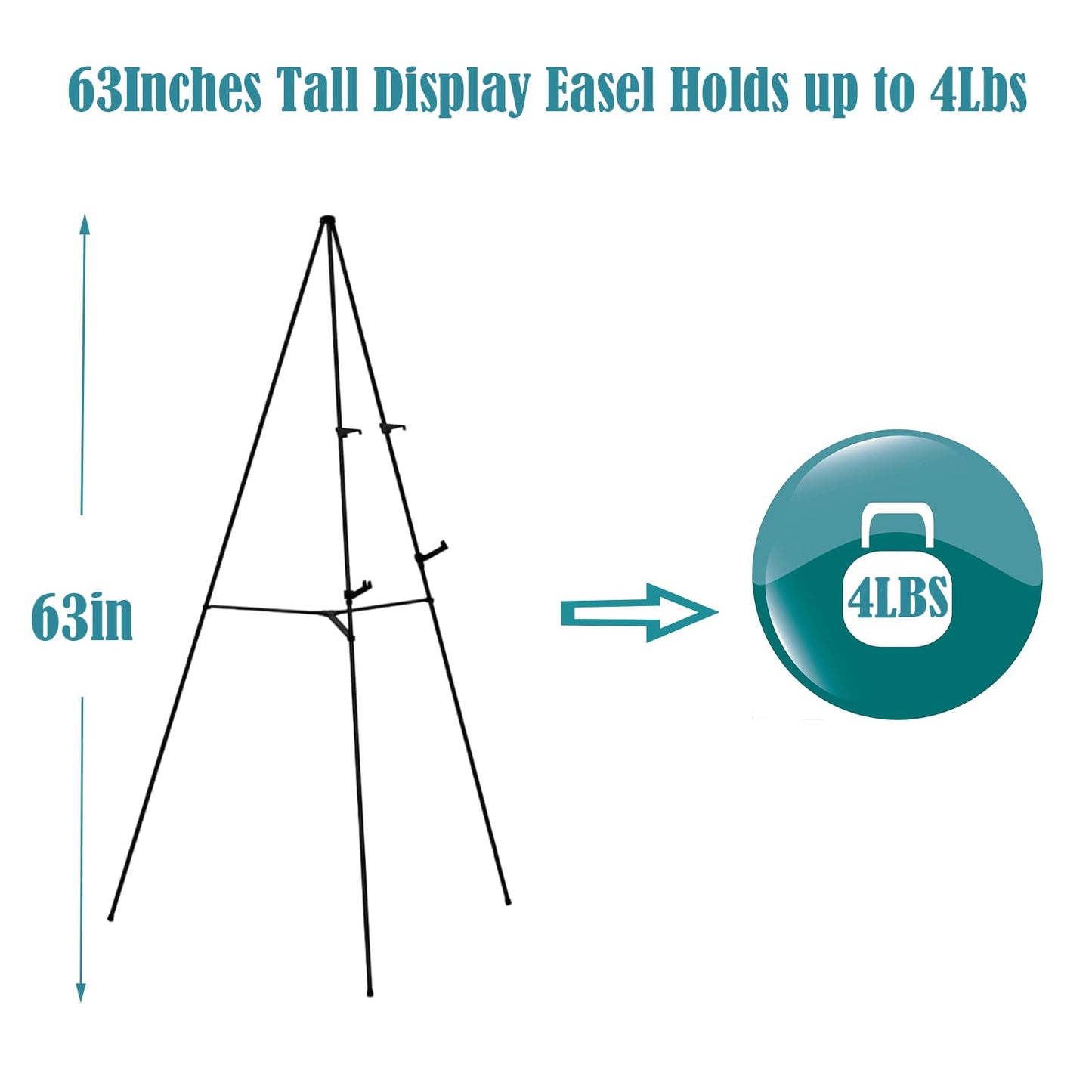 JIUYE 63" Instant Easels Stand for Wedding Sign & Posters,Adjustable Metal Easels for Display Painting Canvas,Folding Tripod with Portable Bag by JoyYeux,Black 3Pack