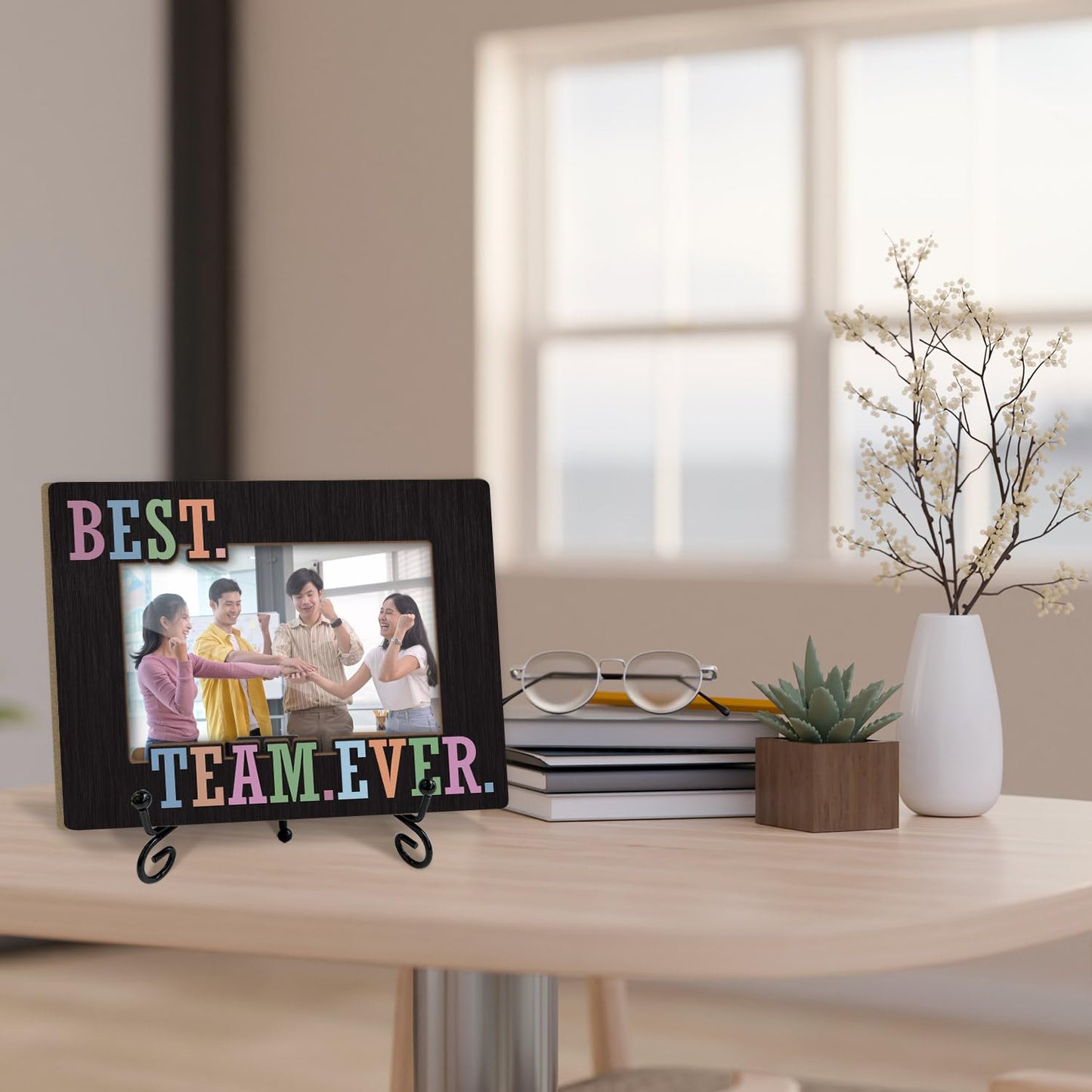 Qssfdgg Best Team Ever Picture Frame, Team Gifts for Employees Coworker Boss Staff, 4x6 Photos Frame with Stand for Home Office Tabletop Display Decorations-08