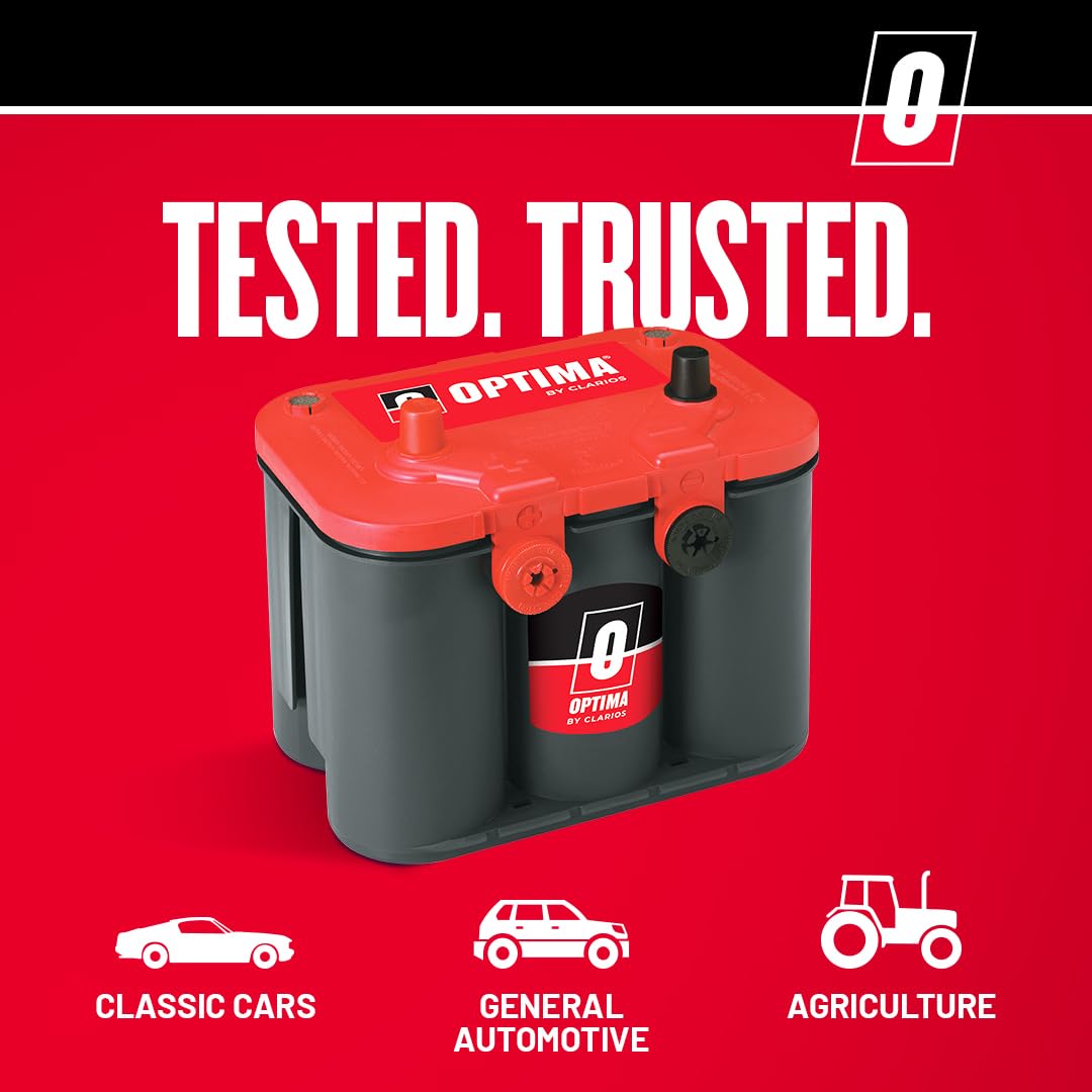 OPTIMA Batteries High Performance 35 RedTop Sealed AGM Car, Truck and SUV Starting Battery, 720 CCA, SAE Terminal, Maintenance Free, Versitile Mounting