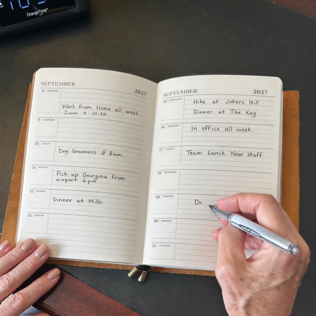 Wanderings A5 Traveler's Notebook Calendar Refill Inserts - 5.8''x 8.4'' (14.2cm x 21 cm) - January 2027 - December 2027 - A5 Calendar Planner Refills For Leather Travel Journals, Diaries and Planners