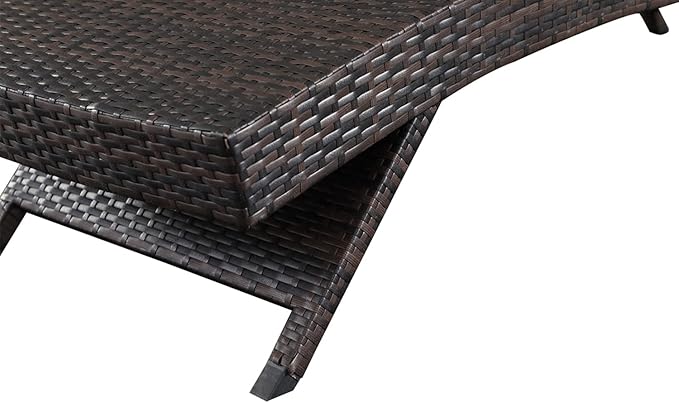 Outdoor Patio 4 Adjustable Backrest Chaise Lounger and 2 Side End Tables