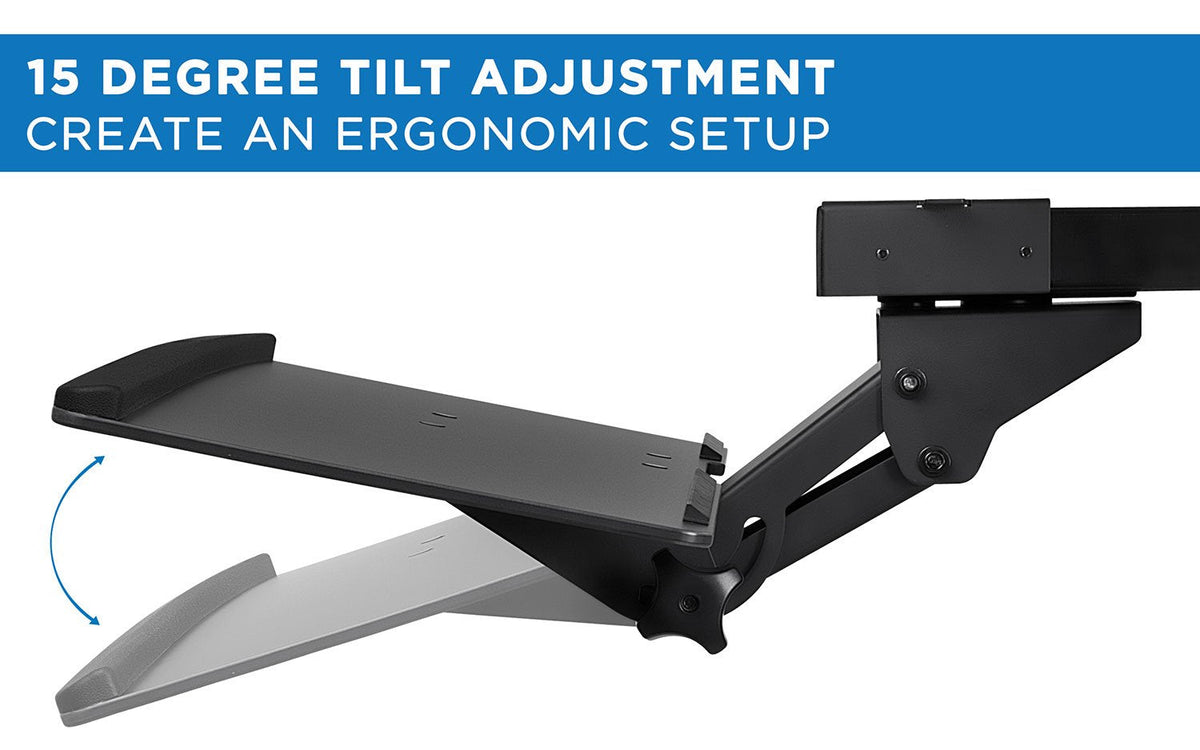 Mount-It! Keyboard Tray Under Desk, Full Motion Computer Keyboard and Mouse Tray, Slide Out Ergonomic Keyboard Drawer with Gel Wrist Pad, 26" Wide, Tilt, Swivel and Height Adjustment, Black