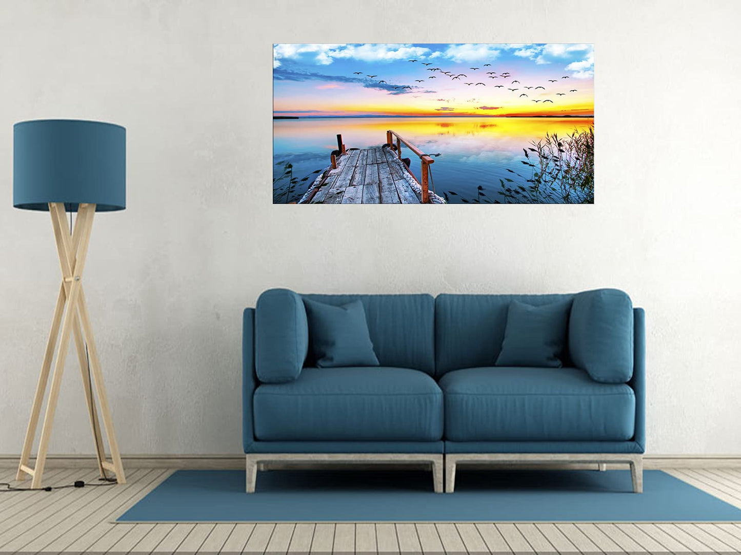 XXMWallArt FC2275 Jetty In The Sunset Lake Wall Art Canvas Prints Painting Nature Pictures Framed Landscape Paintings Canvas Wall Art for Living Room Bedroom Kitchen Home and Office Wall Decor
