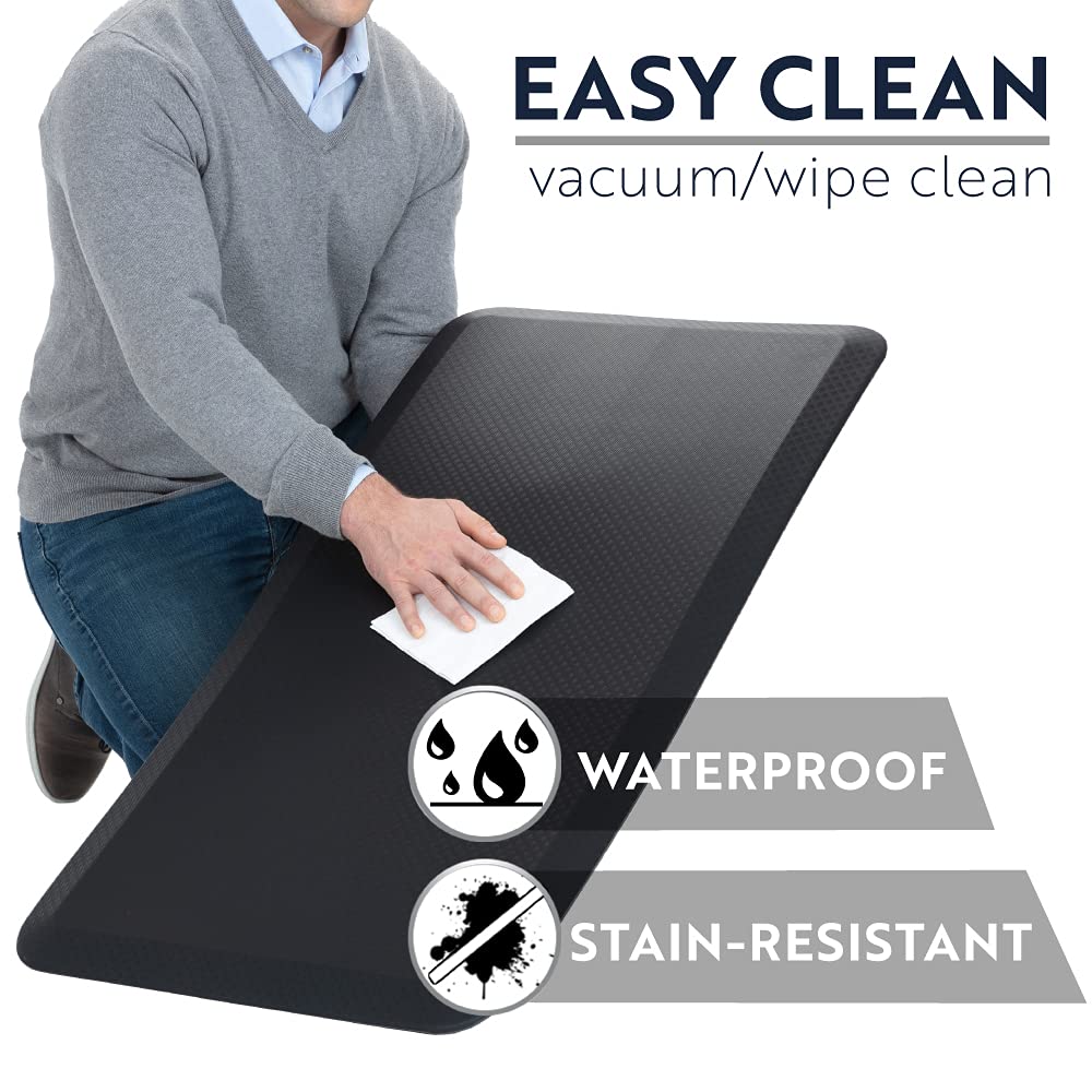 KANGAROO Anti Fatigue Mats for Kitchen Floor, Reduce Foot, Knee, Back Pressure, 3/4 Inch Thick Cushioned Ergonomic Mat, Waterproof Comfort Rug for Under Sinks, Standing Desk, Store Floors, 32x20 Black