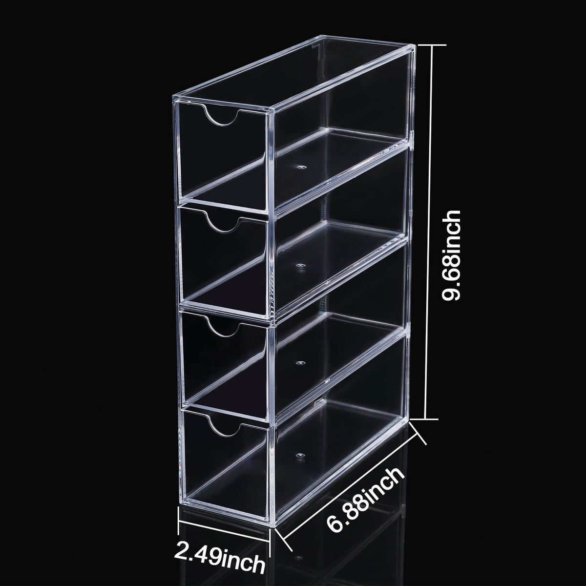 MOTDWKYD Acrylic Stackable Drawer Organizer with 4 Clear Drawers for Bathroom & Vanity Makeup Storage