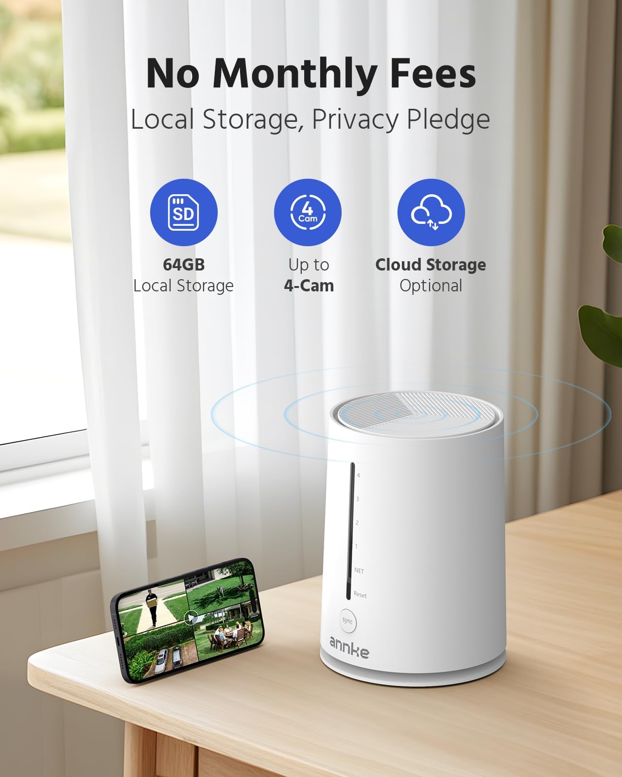 ANNKE 5MP Solar Wireless Security Camera Outdoor,Surveillance Home System,4CH and 2 Bullet Cam-Kit 2.5K, Color Night Vision, Spotlight Smart Alarm, PIR&Human Detection, 2-Way Audio, 64GB Memory Card