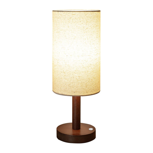 LALISU Cordless Table Lamp, 3 Color Dimming Portable Battery Lamp, Touch Control Wood Base Small Bedside Lamps for Night Stands, Living Room, Office(LED Bulb Included) (Cordless Wood Base)