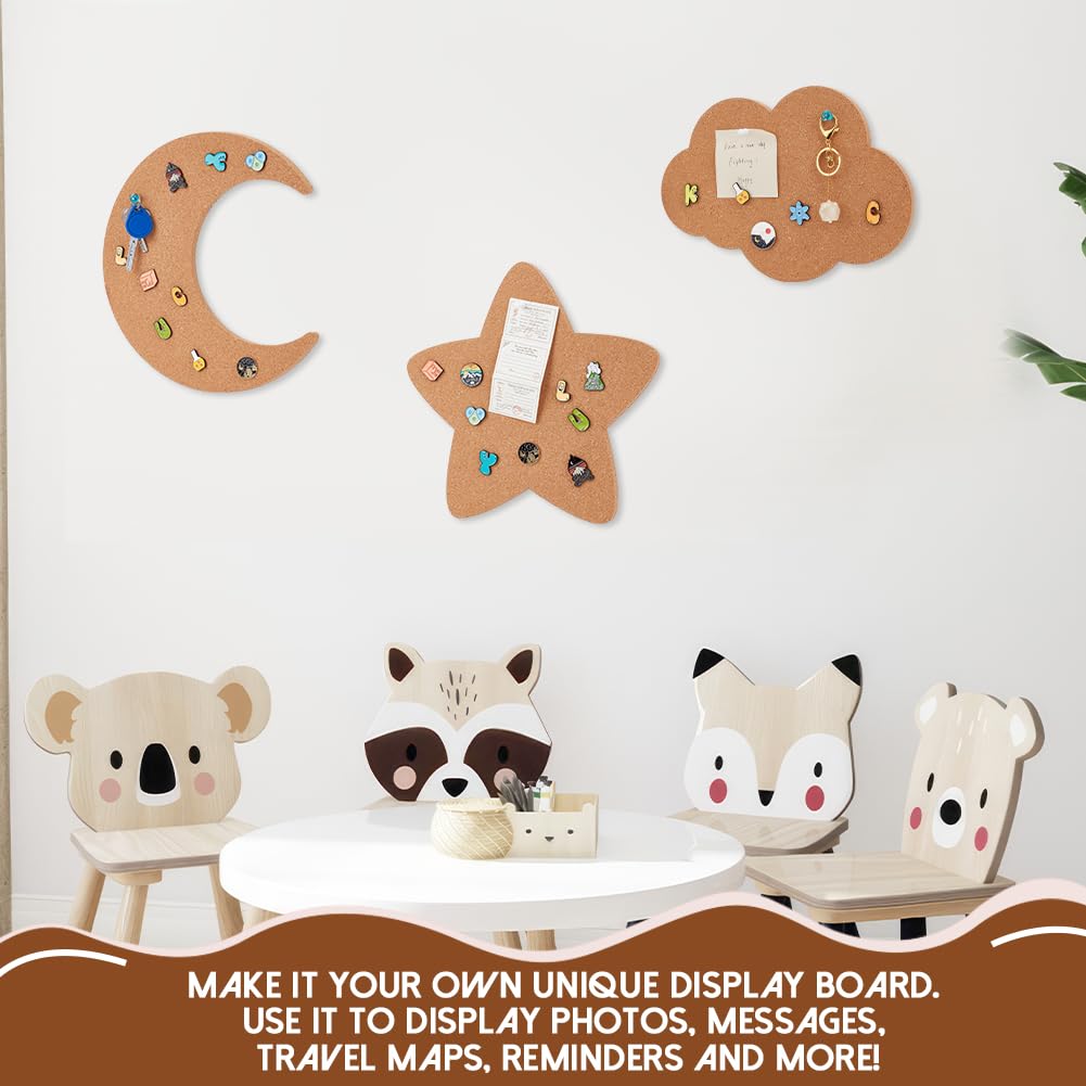 NBEADS Pin Display Cork Board, Star Cork Brooch Board 0.5inch Thick Pin Board Wall Mounted Cork Board Wooden Bulletin Display Board for Brooch Pin Storage Office Home Decor, 12x11Inch