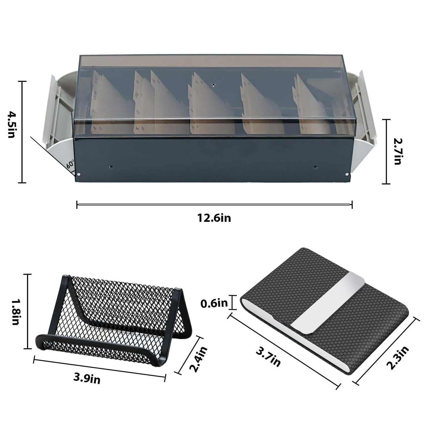Daphilly Business Card Holder for Desk, Business Card Holder Organizer, Credit Card Organizer Case File Index Card Box Storage,with A-Z Tabs, Storage up to 800 Cards (3.5” x 2.2”), Metal Structure