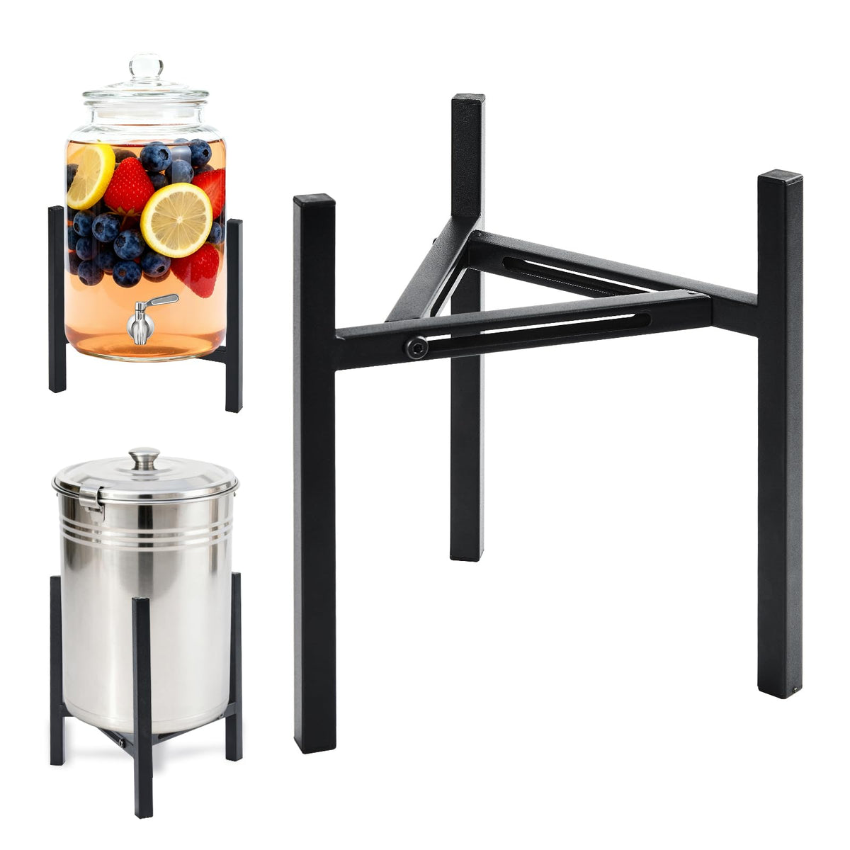 Aivkoif Adjustable Beverage Dispenser Stand - Universal Holder Fits 1 to 3.5 Gallon Drink Dispensers for Party, Wedding, Catering (Stand Only) (Black-1PCS)